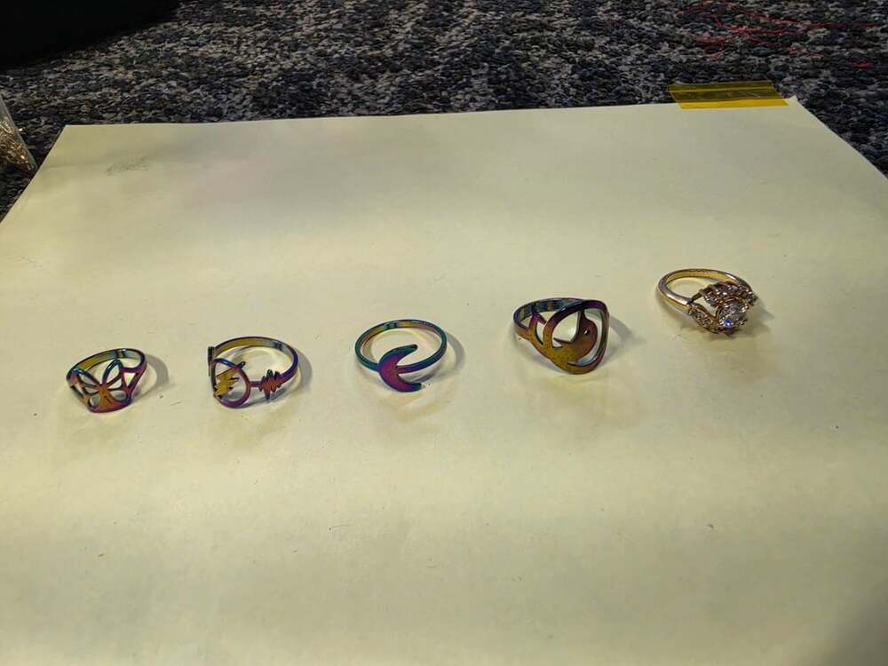 Unbranded Multicolored Stainless Steel Rings Set of 5 Size 5.5